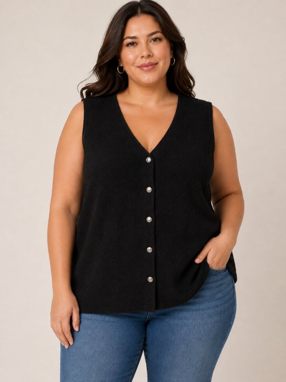 Addition Elle 3X Black Button Front Sweater Vest